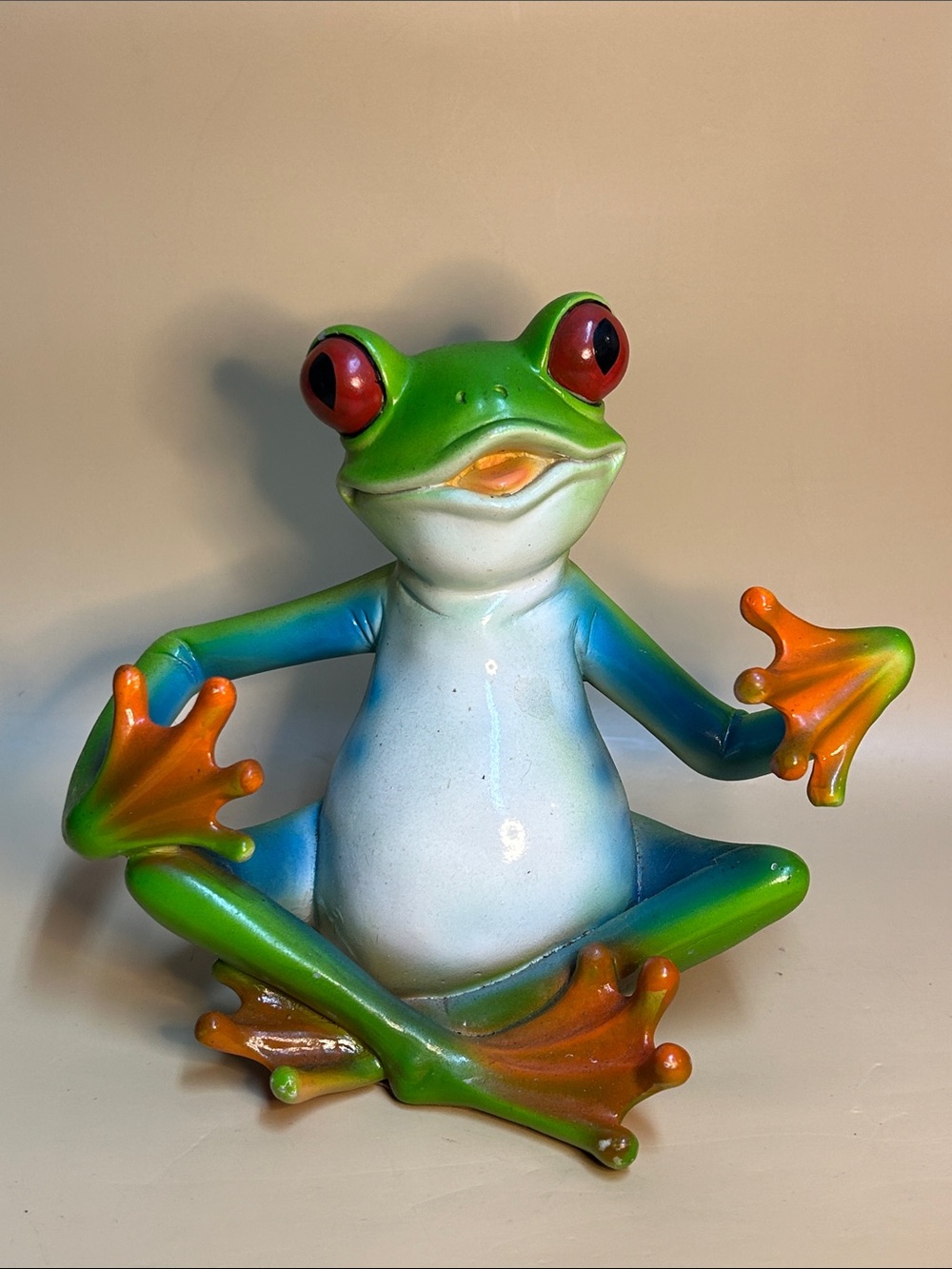 Colorful Green & Orange Frog Figurine 2010 Decorative Home Accent